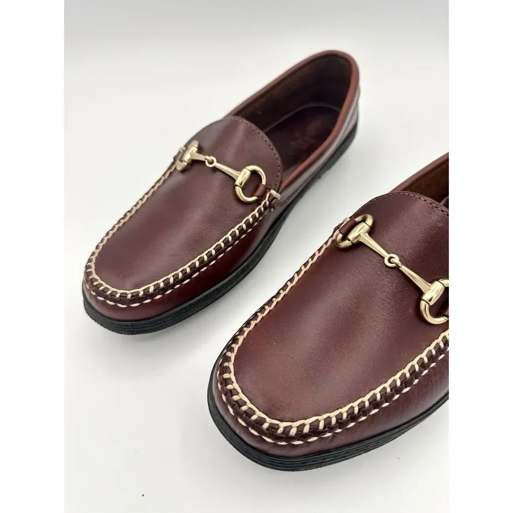 TB Phelps Horse Bit Driver Driving Loafers - Mens 7.5 W Brown Leather 710-05